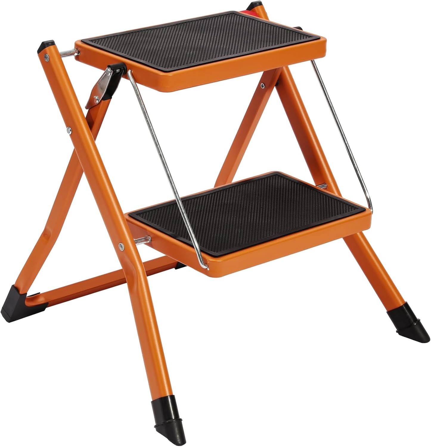 Taburete de 2 escalones, ligero, portátil, plegable, plegable, pequeña escalera de metal con pedal ancho antideslizante, resistente con capacidad de