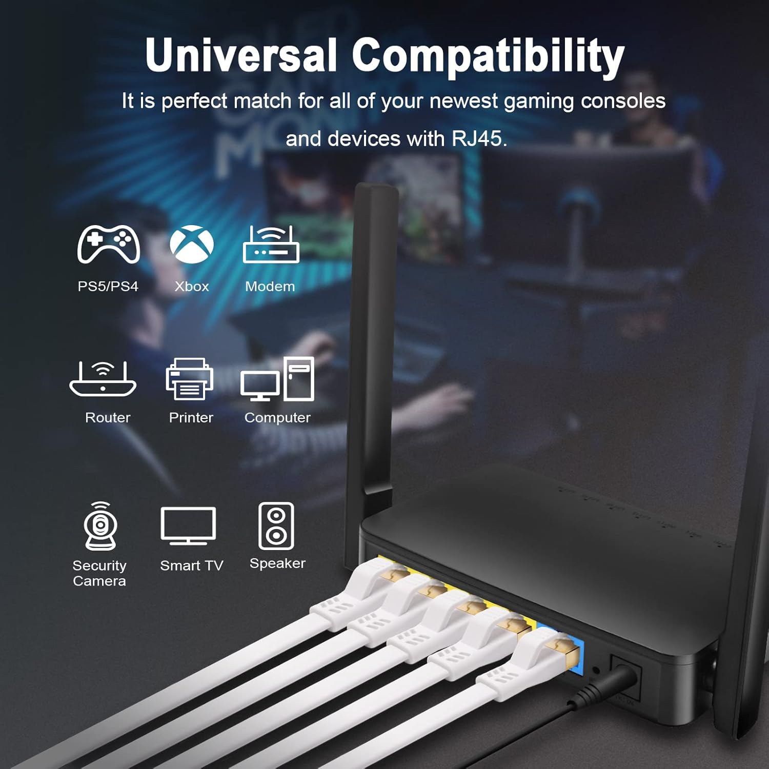 HUGIN Cable Ethernet CAT 8 de 100 pies, cable plano de alta velocidad CAT8 40Gbps 2000 MHz para interiores y exteriores, cable de conexión blindado