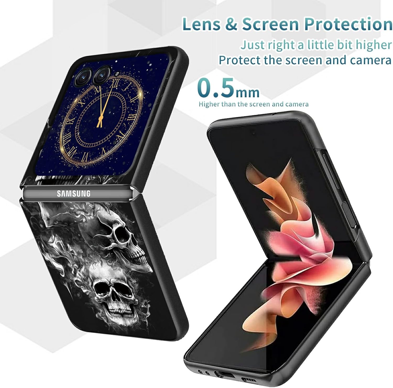 Funda para Moto Razr Plus 2023, diseño de patrón de calavera, a prueba de golpes, antideslizante, delgada, dura, cubierta protectora de
