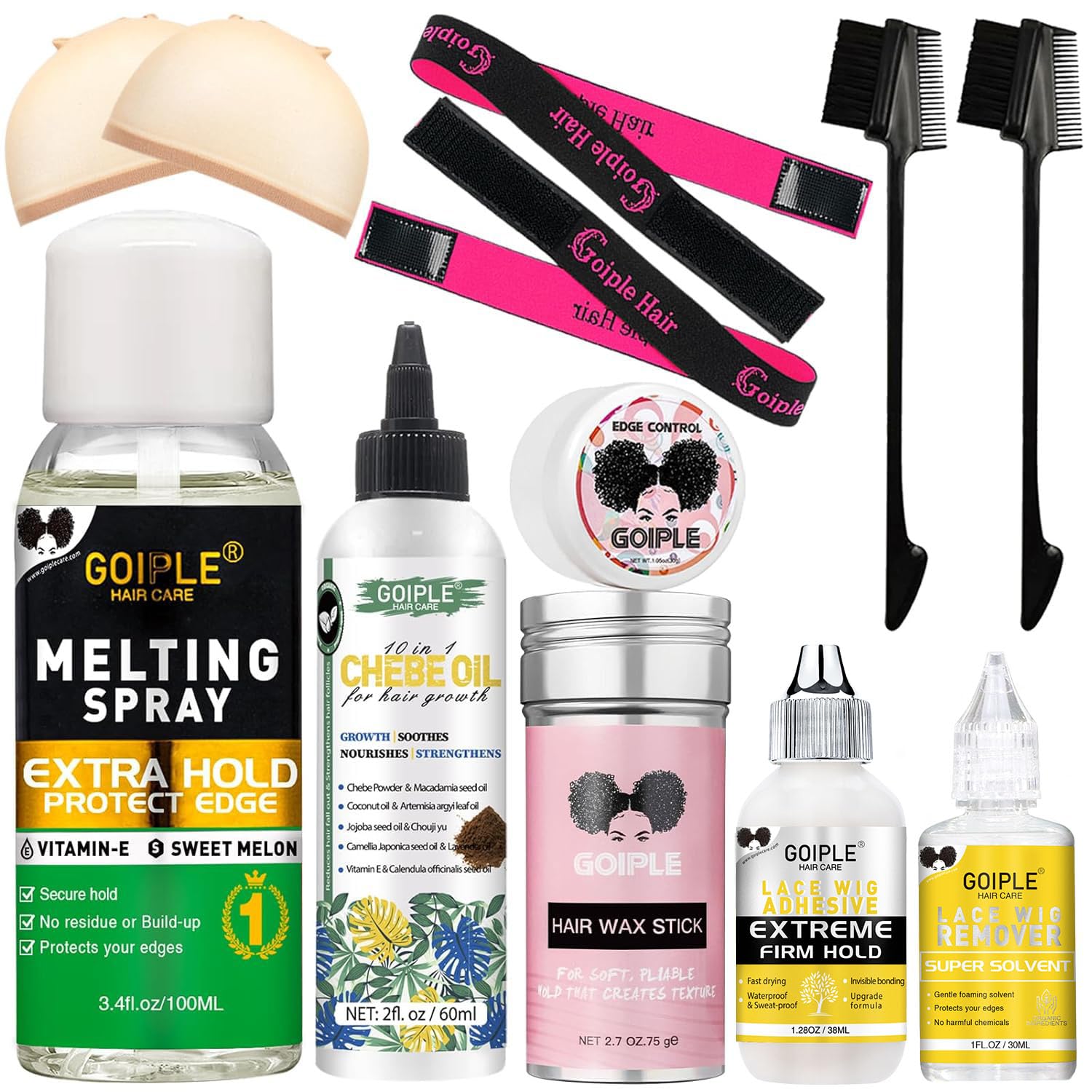 3.4 onzas líquidas de encaje de fusión y sujeción en aerosol adhesivo para el cabello sin pegamento para pelucas, spray adhesivo de fusión de encaje