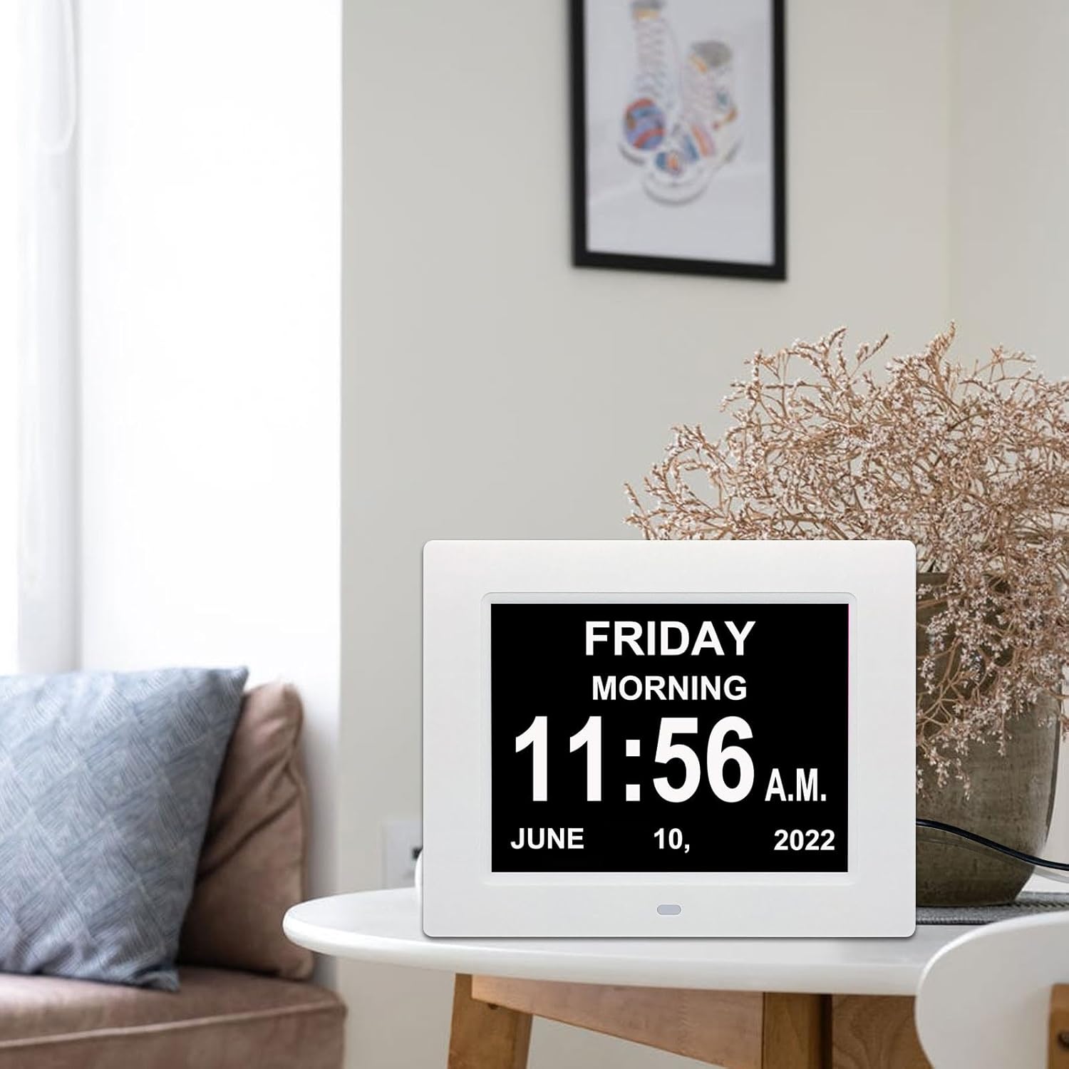 Calendario digital con fecha, reloj despertador múltiple de 8 pulgadas, pantalla grande, atenuación automática, mesa de escritorio eléctrico,