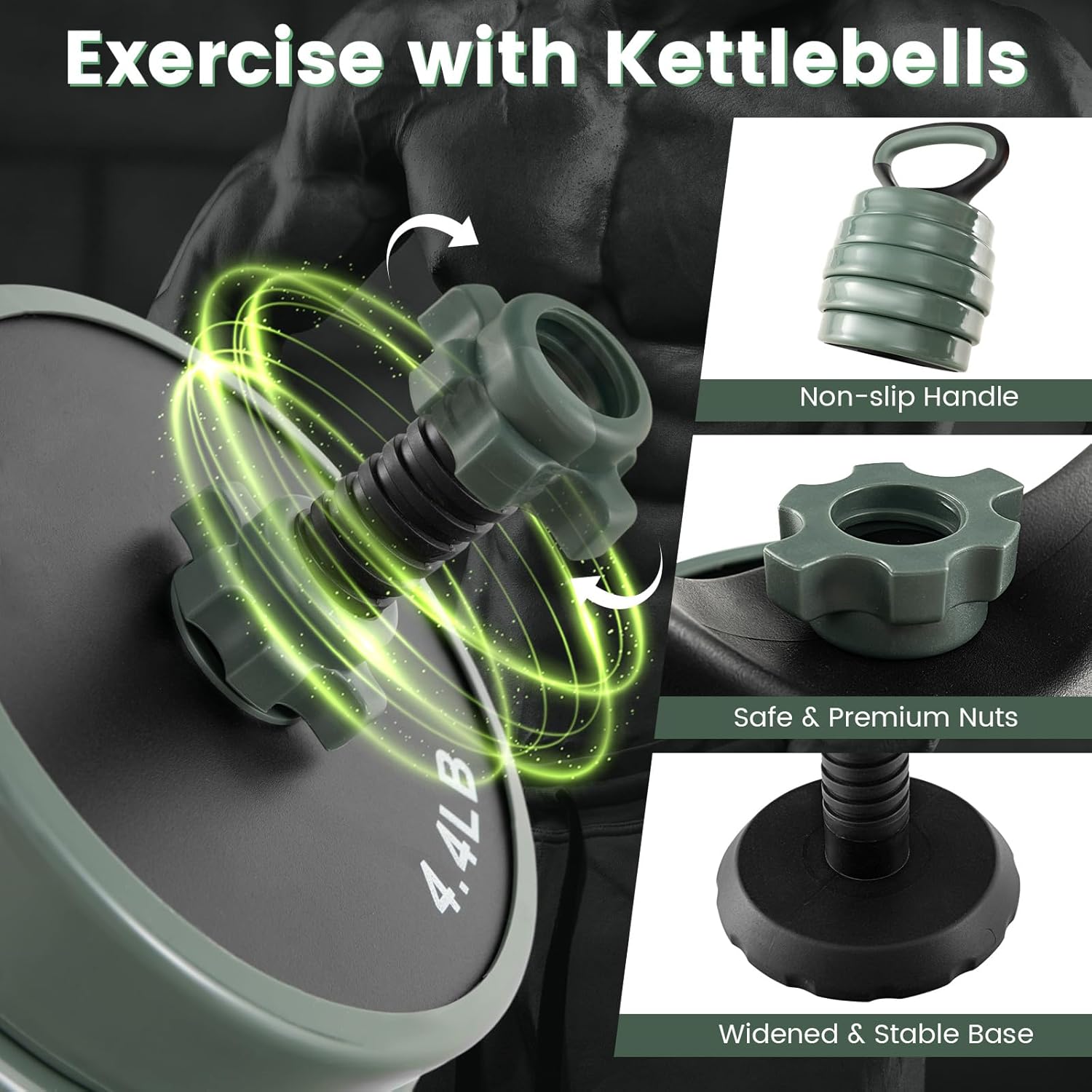 GYMAX Adjustable Dumbbell Set, 4 in 1 Free Weight Set with Connector, 9247 LBS Used As Dumbbells, Barbells, Kettlebells, Push up Stands, Weight