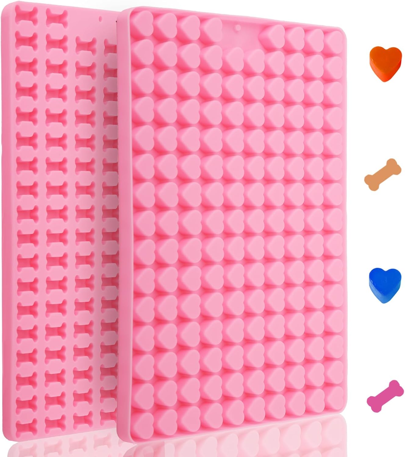 Ducodocu Molde de silicona con forma de corazón, mini moldes para huesos de perro, antiadherente, para chocolate, para fondant, galletas, gelatina,
