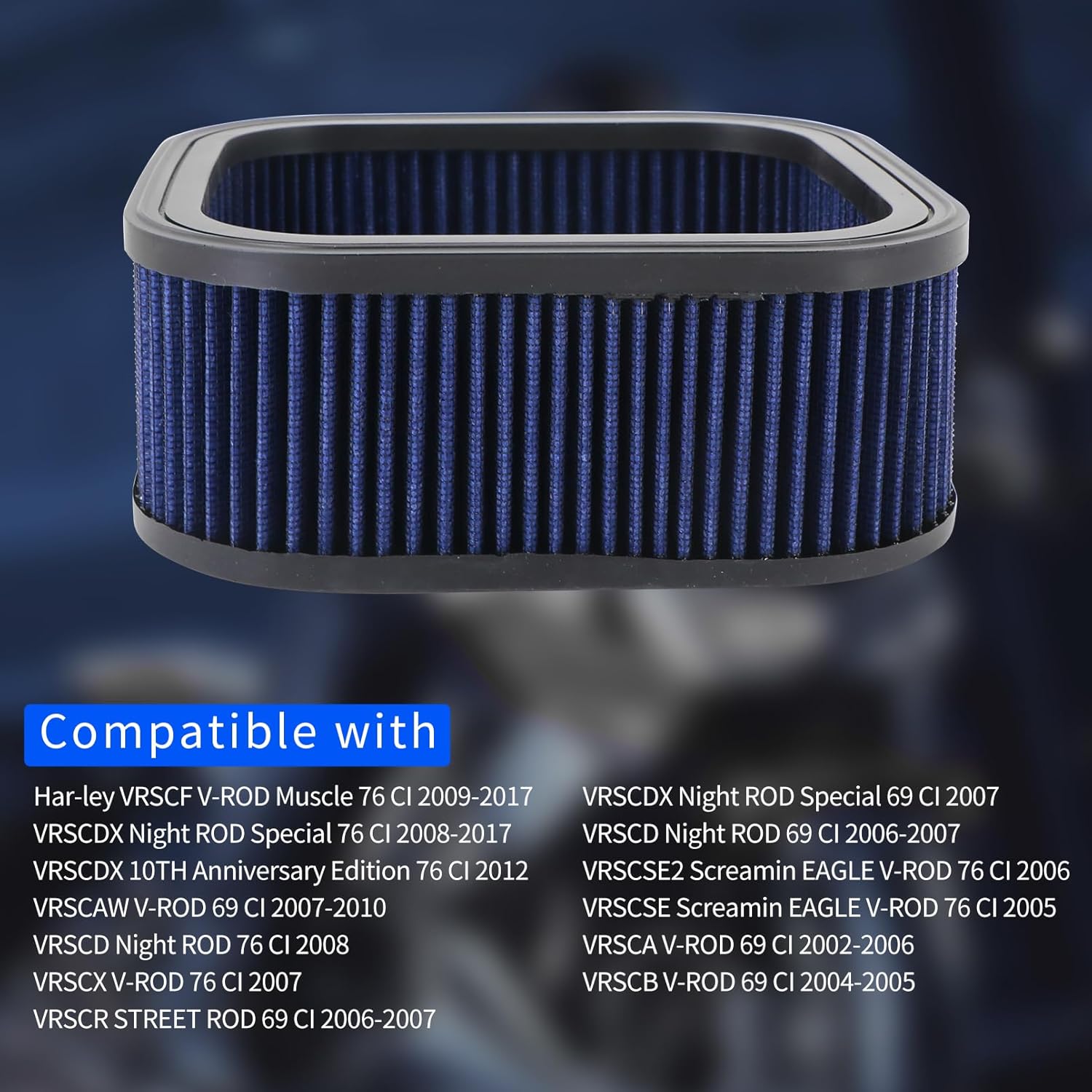 Filtro de admisión de aire para motocicleta Harley VRSCF VRSCDX 10TH Night Rod Special 69 76 CI HD-1102 29437-01 EO82A6 29437-01A
