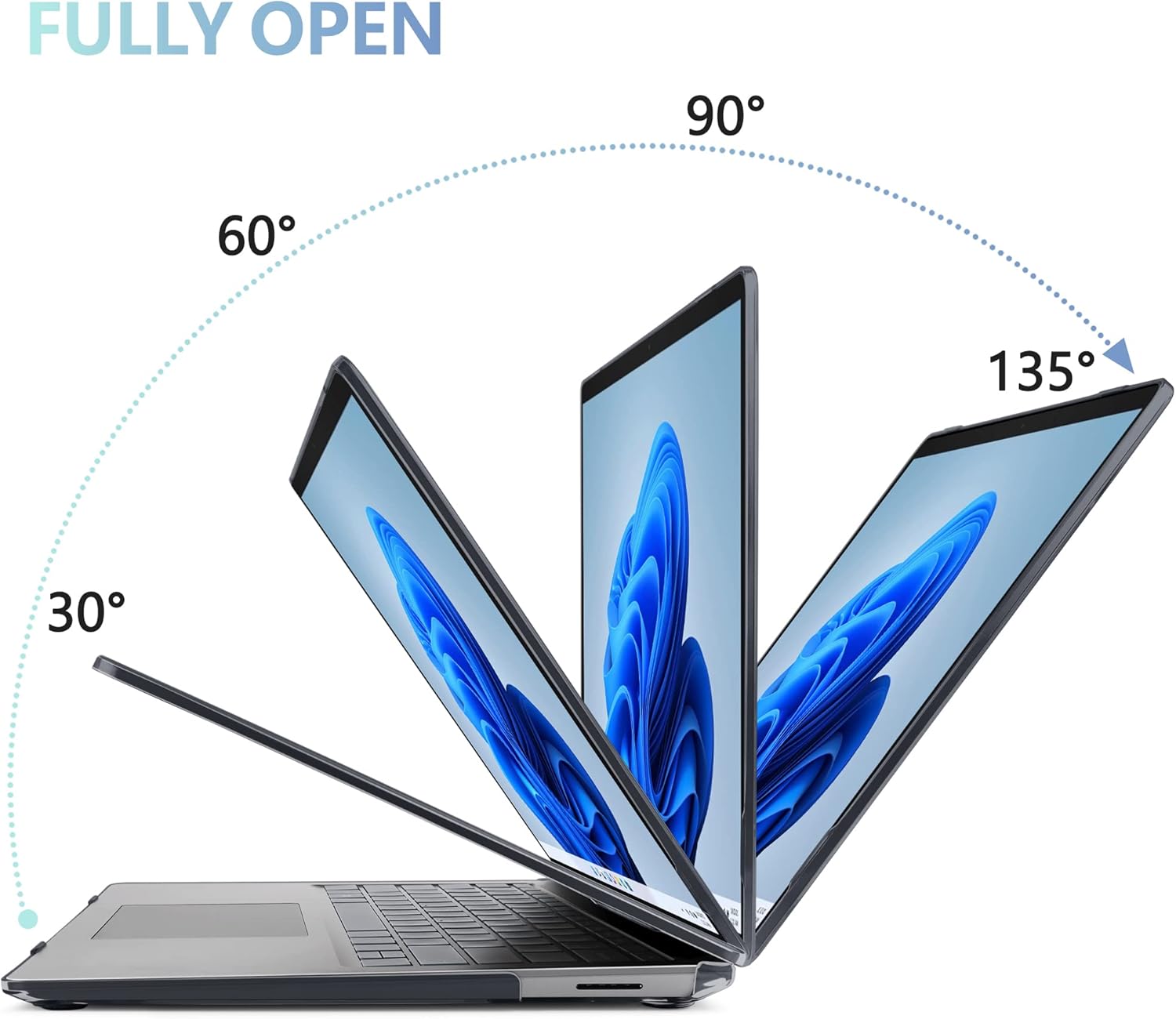 MEEgoodo Funda para portátil Microsoft Surface de 15 pulgadas con reposamanos de metal, funda transparente para 5 4 y 3 generación, carcasa rígida
