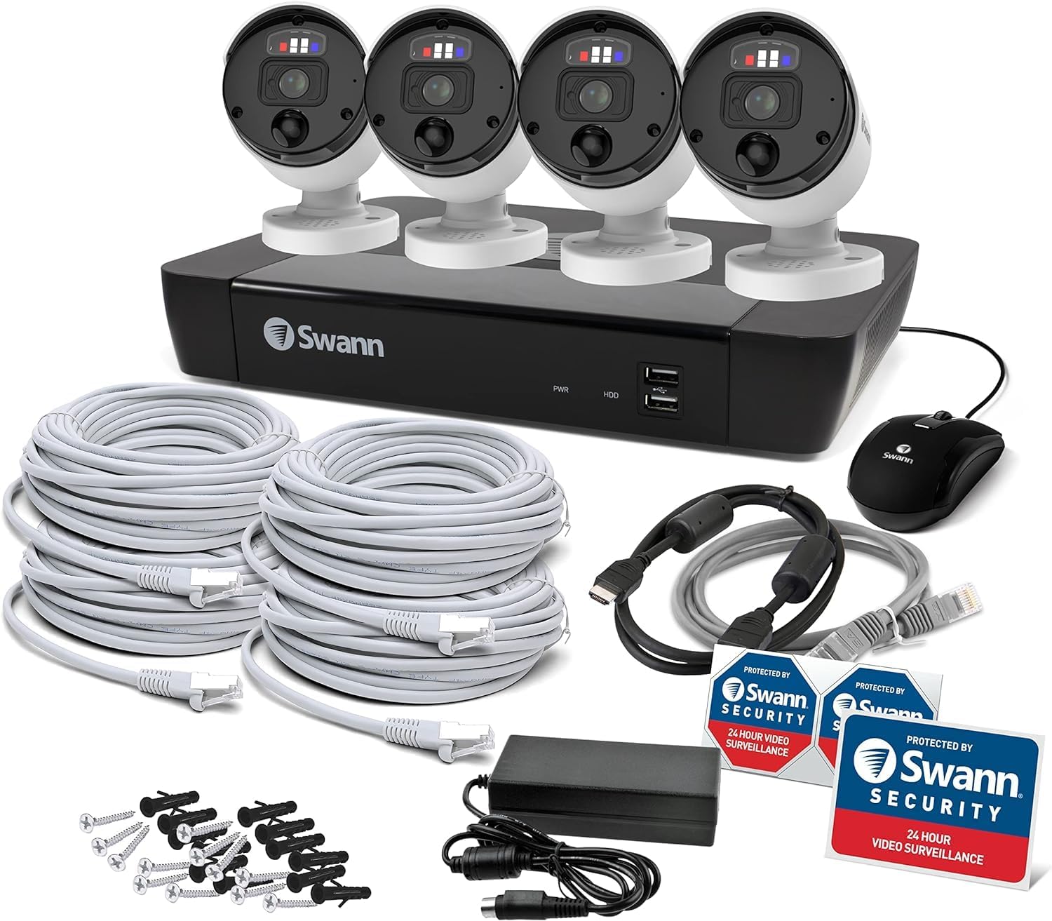Swann Cámaras de seguridad para el hogar de 12 MP con grabadora HDD 8580 de 2 TB, sistema de cámara de seguridad NVR, cámara de seguridad de