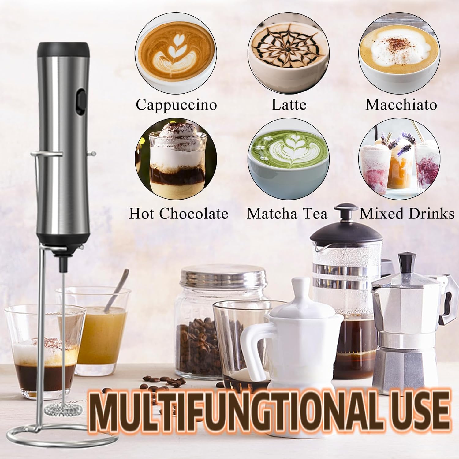 Espumador de leche eléctrico compacto, espumador de leche de café, espumador de leche recargable tipo C, mini mezclador y espumador de café, máquina
