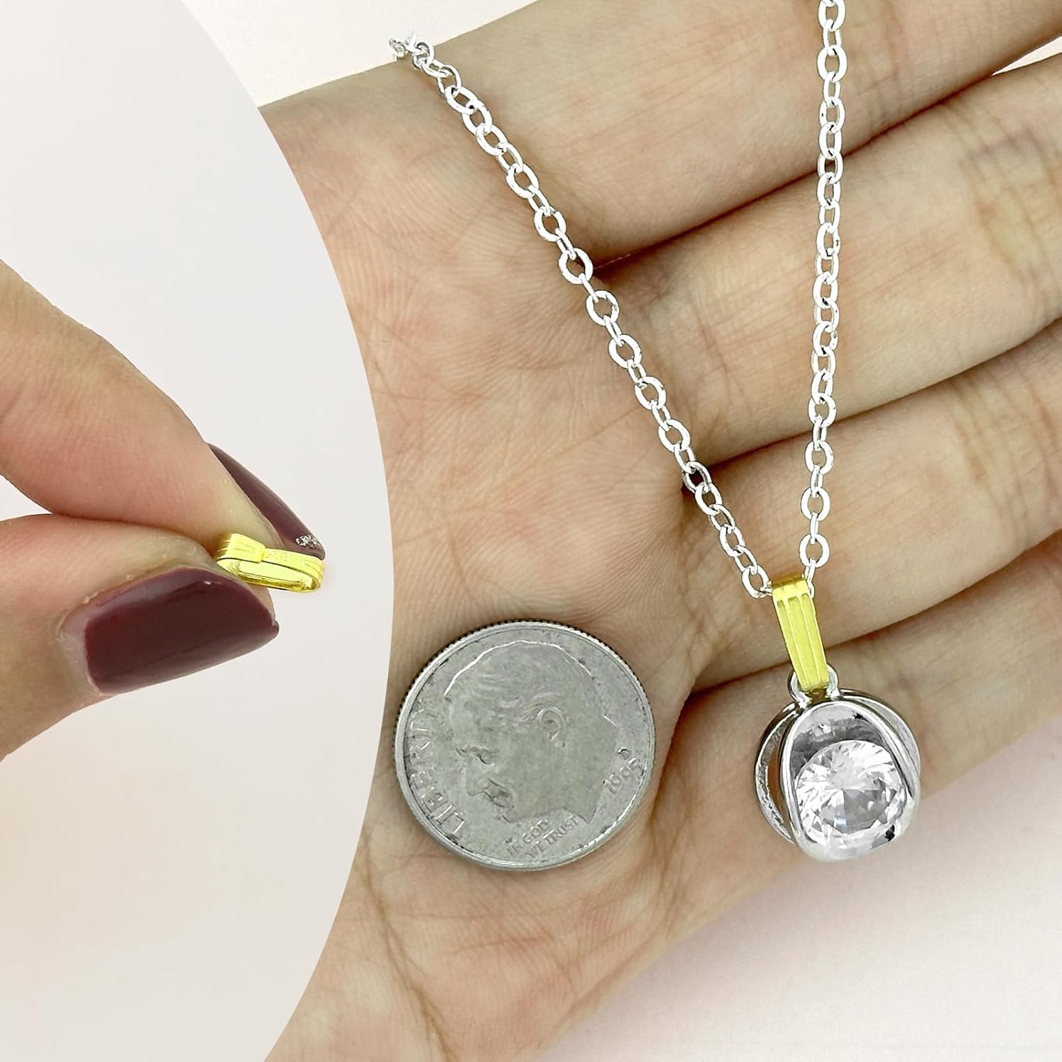 10 piezas de plata de ley 925 conectores de cierre para collar, gancho de fianza a presión, clip de pinza, colgante, broches, conector de cadena