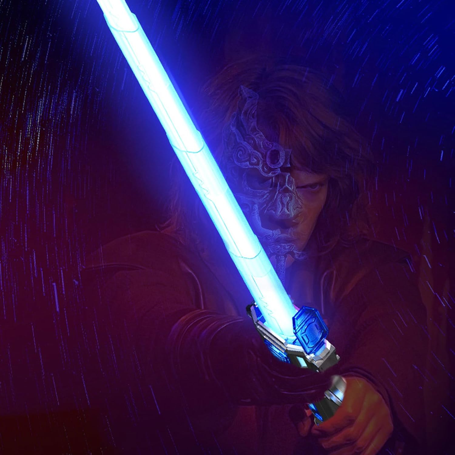 Tongker Paquete de 2 sables de luz para niños, 7 colores RGB con 3 modos de sonido FX, juguete de sable de luz expandible 2 en 1 para Galaxy War