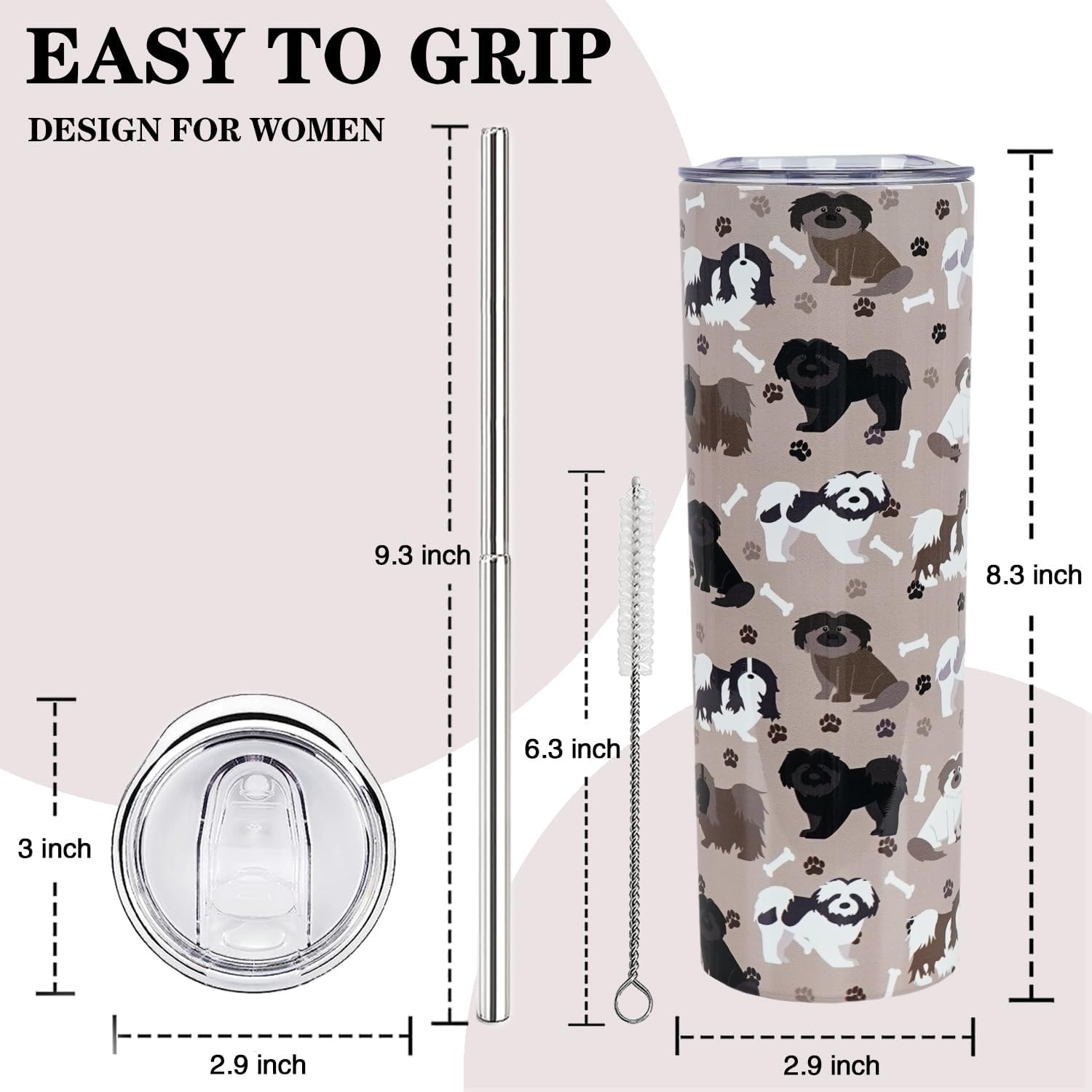 Shih Tzu Regalos para mujeres, vaso Shih Tzu, regalos para amantes de los perros, regalo para perros, tazas de café de viaje Shih Tzu para bebidas