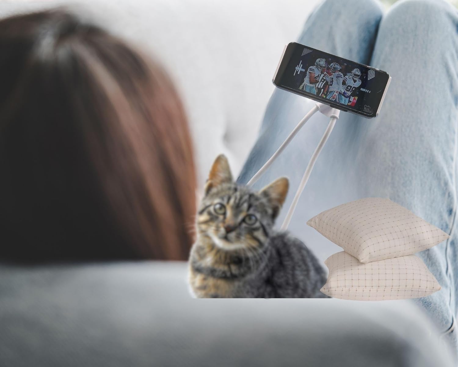 Soporte para teléfono celular, soporte universal flexible de cuello de cisne de brazo largo para escritorio, cama, compatible con iPhone 14 Plus Pro