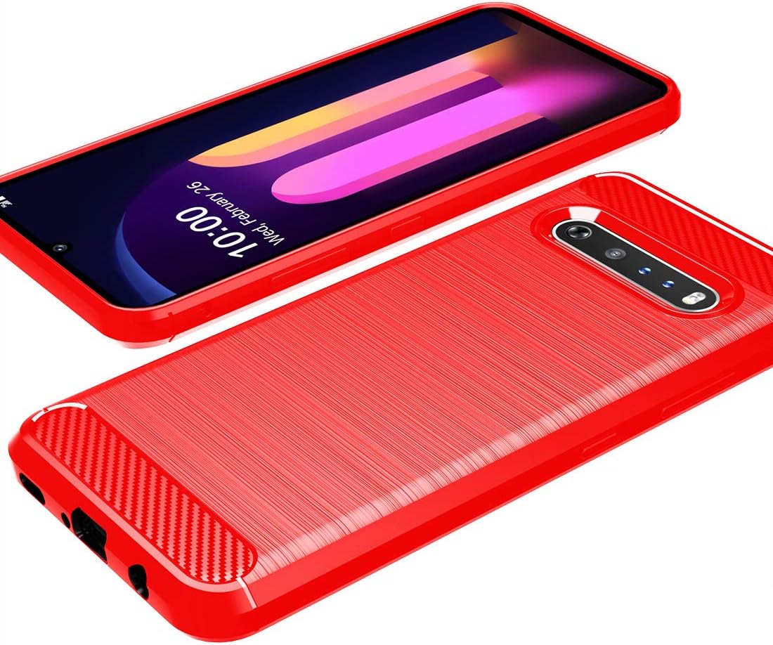 Osophter Funda para LG V60 ThinQ, LG V60 Funda de absorción de golpes Flexible TPU Caucho Protector de Cuerpo Completo para LG V60 ThinQ (Rojo)