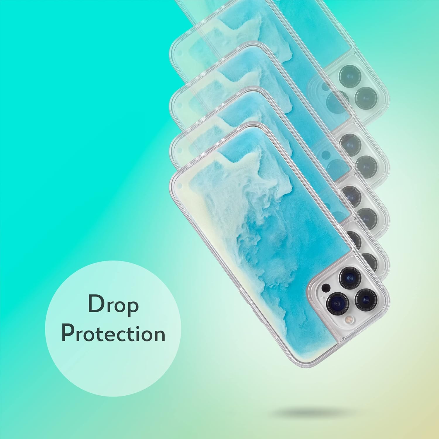 SteepLab Flowing Neon Sand – Funda líquida para iPhone 14 Pro Max (2022, 6.7 pulgadas), protección de cuerpo completo con bisel elevado (océano y