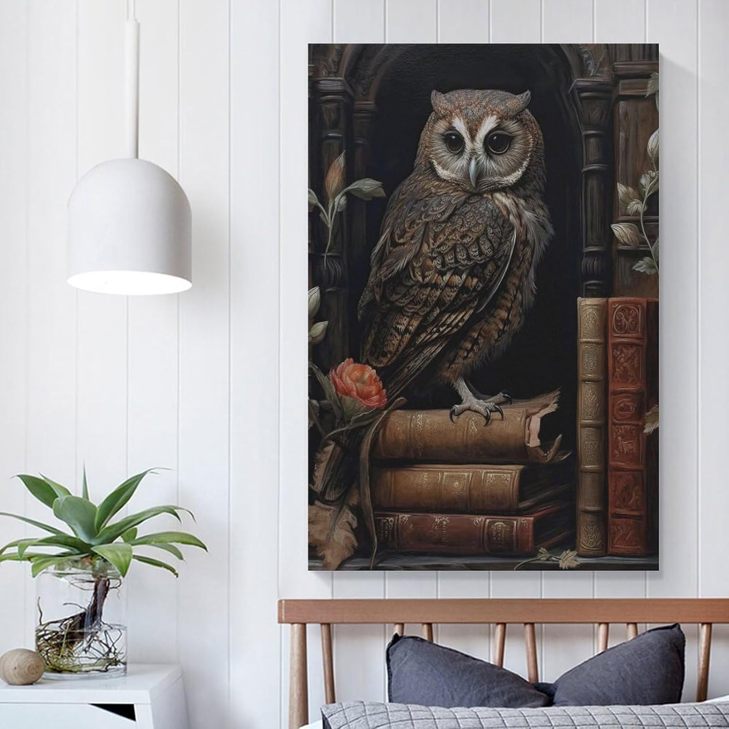 KLower Dark Academia Decor – Póster de arte en lienzo con diseño de búho y arte de pared, póster moderno para decoración de dormitorio familiar, 16