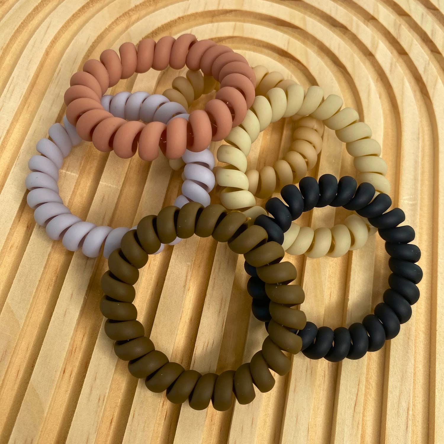 Lazos para el cabello en espiral, 6 unidades, sin pliegues, bandas para el cabello en espiral, coleteros de plástico para teléfono, bandas para el