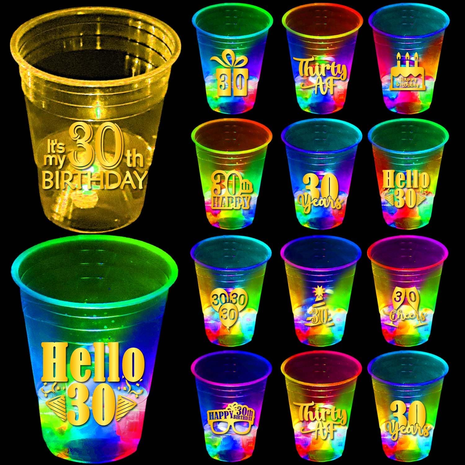 mishunyus 24 piezas de decoraciones brillantes para cumpleaños de 30 años para mujereshombres, suministros de fiesta de cumpleaños, tazas de fiesta