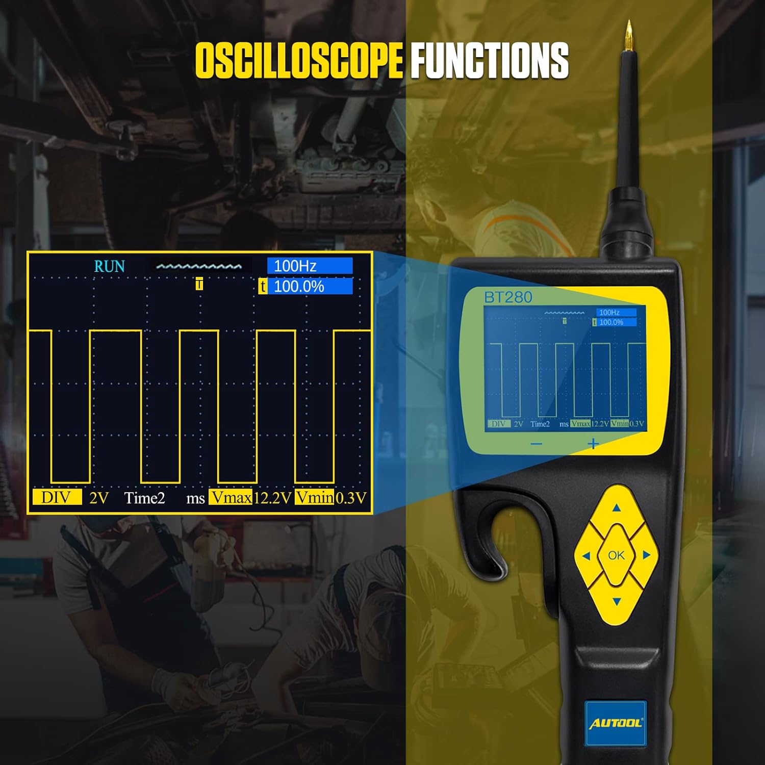 AUTOOL Probador de circuito automotriz, kit de sonda de circuito de potencia de 9 V-30 V con multímetroreléprobador de inyector de