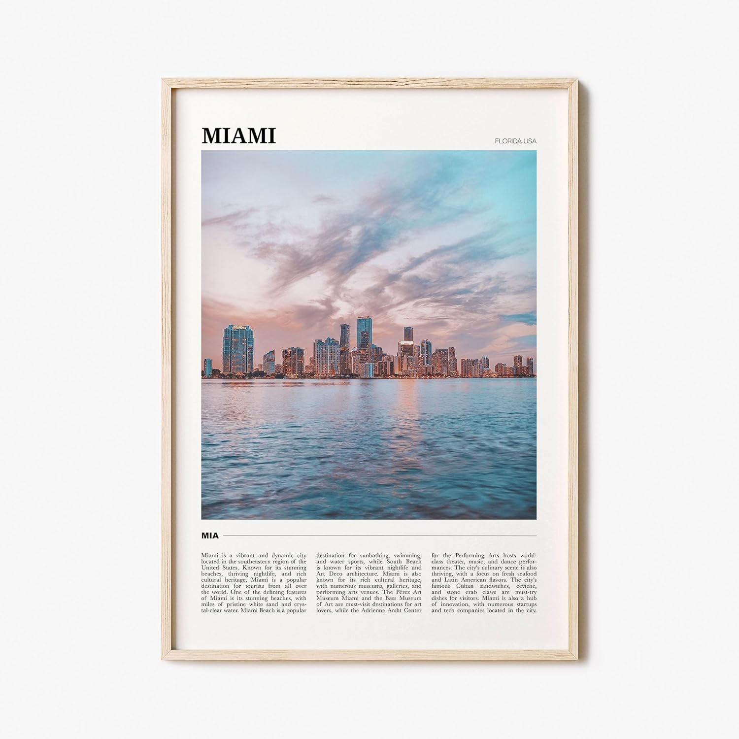 Miami Travel Poster 3, Miami Wall Art, Miami Poster Print, Miami Photo, Miami Decor, Florida, USA