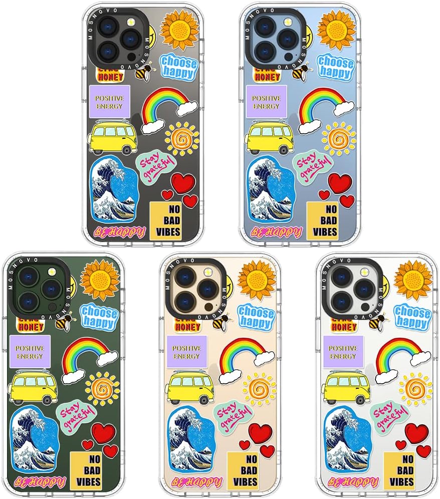 MOSNOVO Funda compatible solo con iPhone 13 Pro Max de 6.7 pulgadas, diseño de buenas vibraciones, para niñas, mujeres y hombres, hecha de