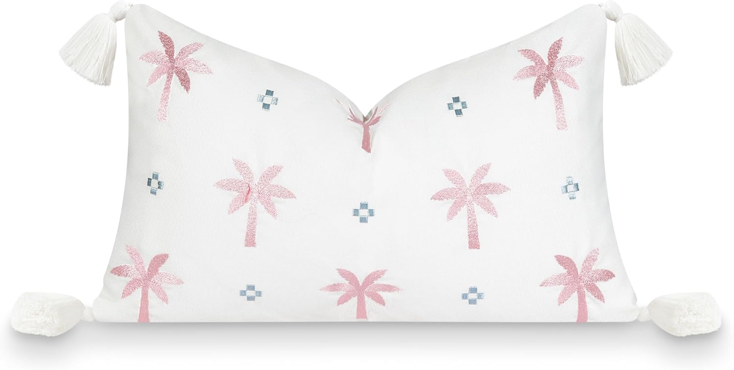 Hofdeco Premium Funda de almohada lumbar para interiores y exteriores, solo para patio, 12 x 20 pulgadas, repelente al agua para patio trasero,