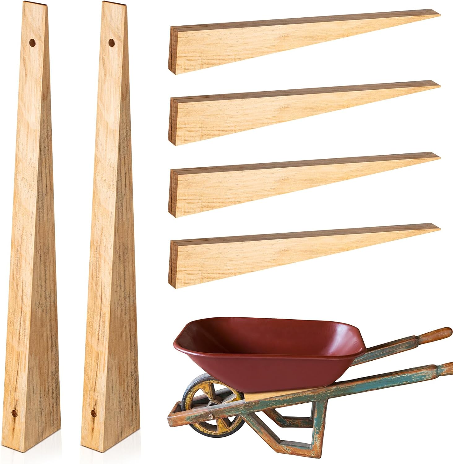 Kigley 4 piezas de cuñas de madera para carretilla para remolque, vagón, hogar, jardín, patio, garaje