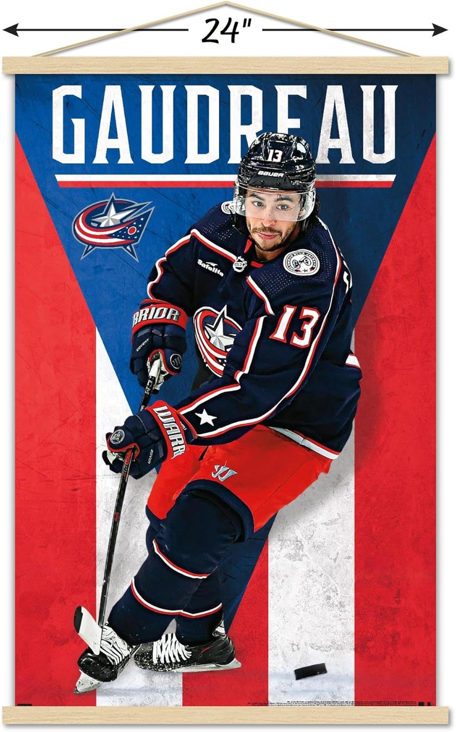 Trends International NHL Columbus Blue Jackets – Johnny Gaudreau 23 Wall Poster with Magnetic Frame