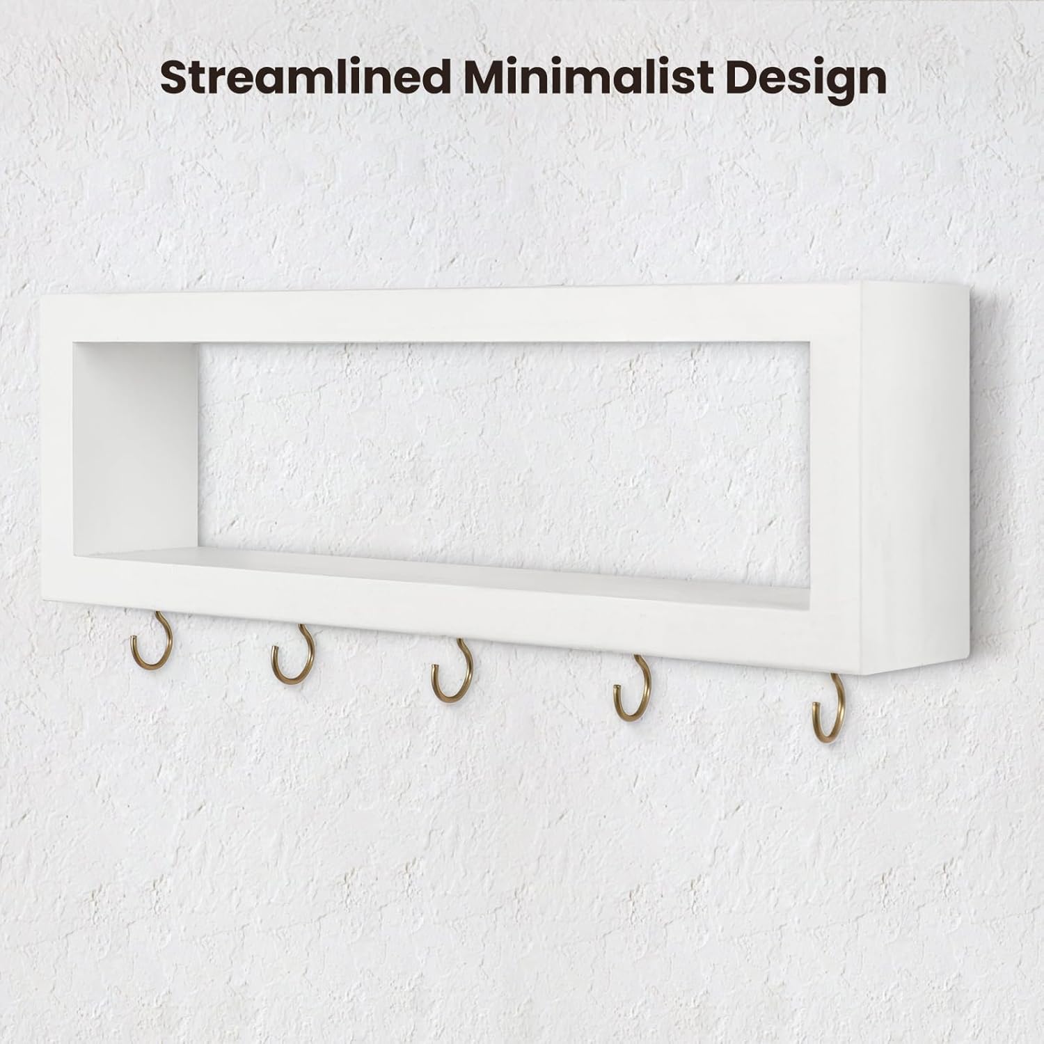 Estante de pared con ganchos  Soporte decorativo para llaves y cartera para pared para gafas de sol, correas, bufandas y cordones  15.7 x 5.1 x 2.9