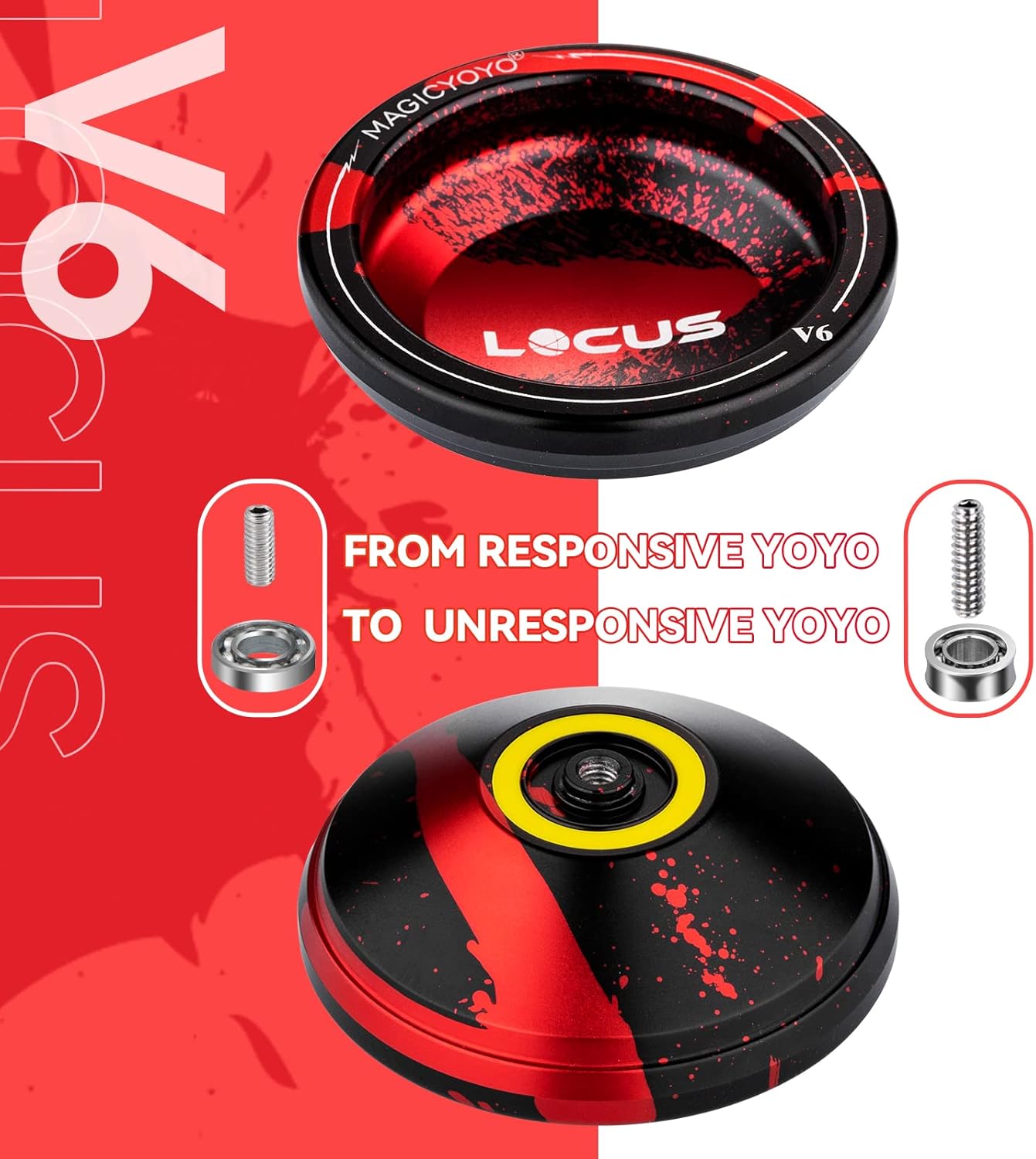 MAGICYOYO Paquete de 2 Yoyo Responsive para niños, Yoyo V6 de metal profesional y Yoyo K2 de cristal, Yoyos profesionales de doble propósito con
