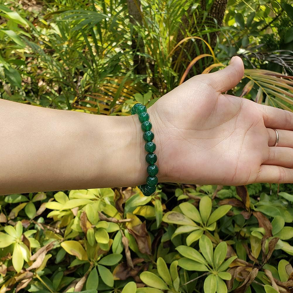 Chengmu 99 cuentas de ágata verde de 0.315 pulgadas para hacer joyas, piedras preciosas naturales, redondas, sueltas, cuentas espaciadoras,