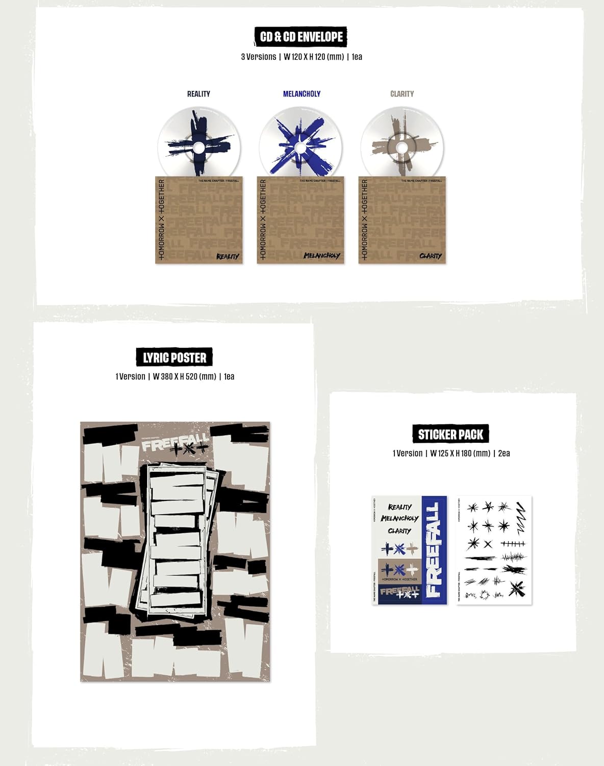 TXT – El capítulo del nombre FREEFALL 3th Album SET+ Beneficio de pedido anticipado + Juego de tarjetas fotográficas adicionales