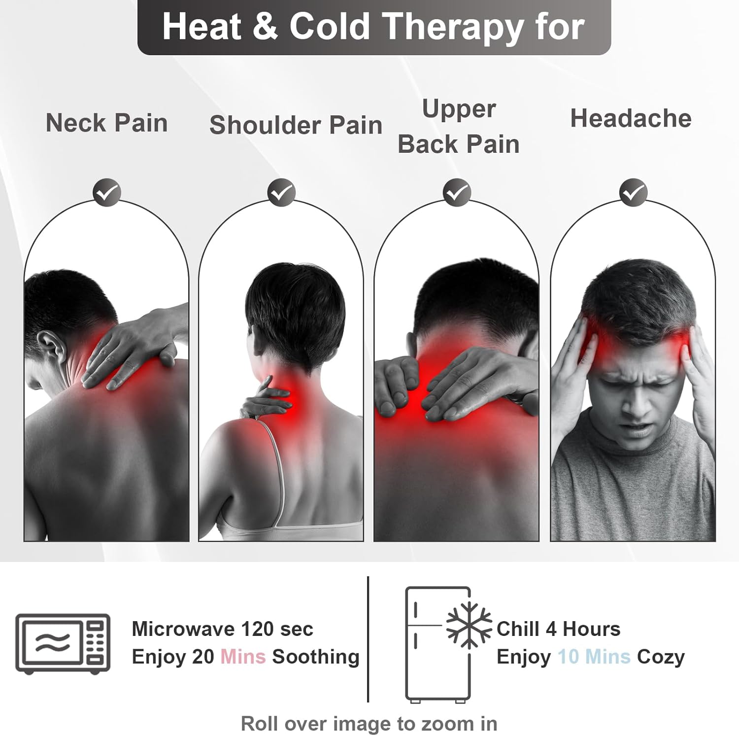 SuzziPad Almohadilla térmica para el cuello en microondas para aliviar el dolor de cuello, almohadillas térmicas de hombro para dolor crónico de