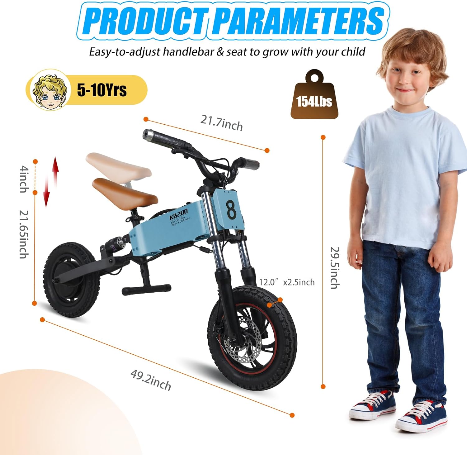 RIGO Bicicleta eléctrica para niños de 3 a 10 años, bicicleta de equilibrio eléctrica con neumático inflable de 12 pulgadas, absorción de golpes,