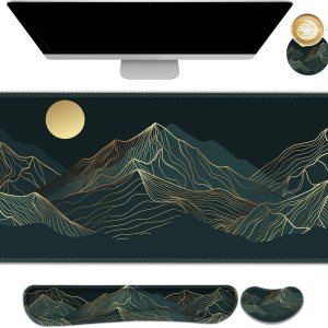 AIMSA Juego de reposamuñecas para teclado y mouse, alfombrilla de escritorio extendida + alfombrilla ergonómica para mouse con reposamuñecas + AIMSA Juego de reposamuñecas para teclado y mouse, alfombrilla de escritorio extendida + alfombrilla ergonómica para mouse con reposamuñecas +
