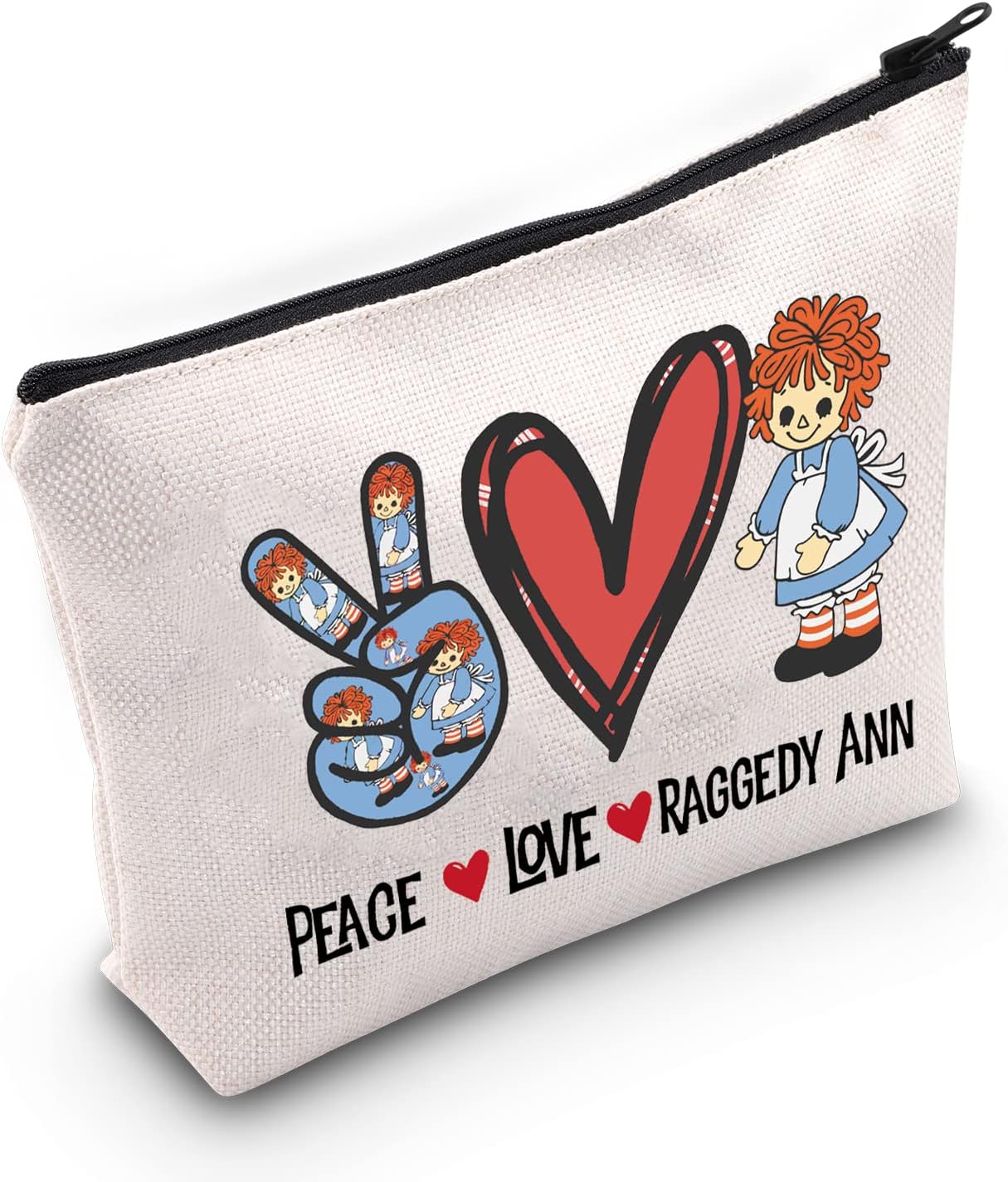 WZMPA Linda bolsa de maquillaje cosmética para muñecas, regalo para fanáticos de la paz, muñeca de amor, bolsa de maquillaje con cremallera para
