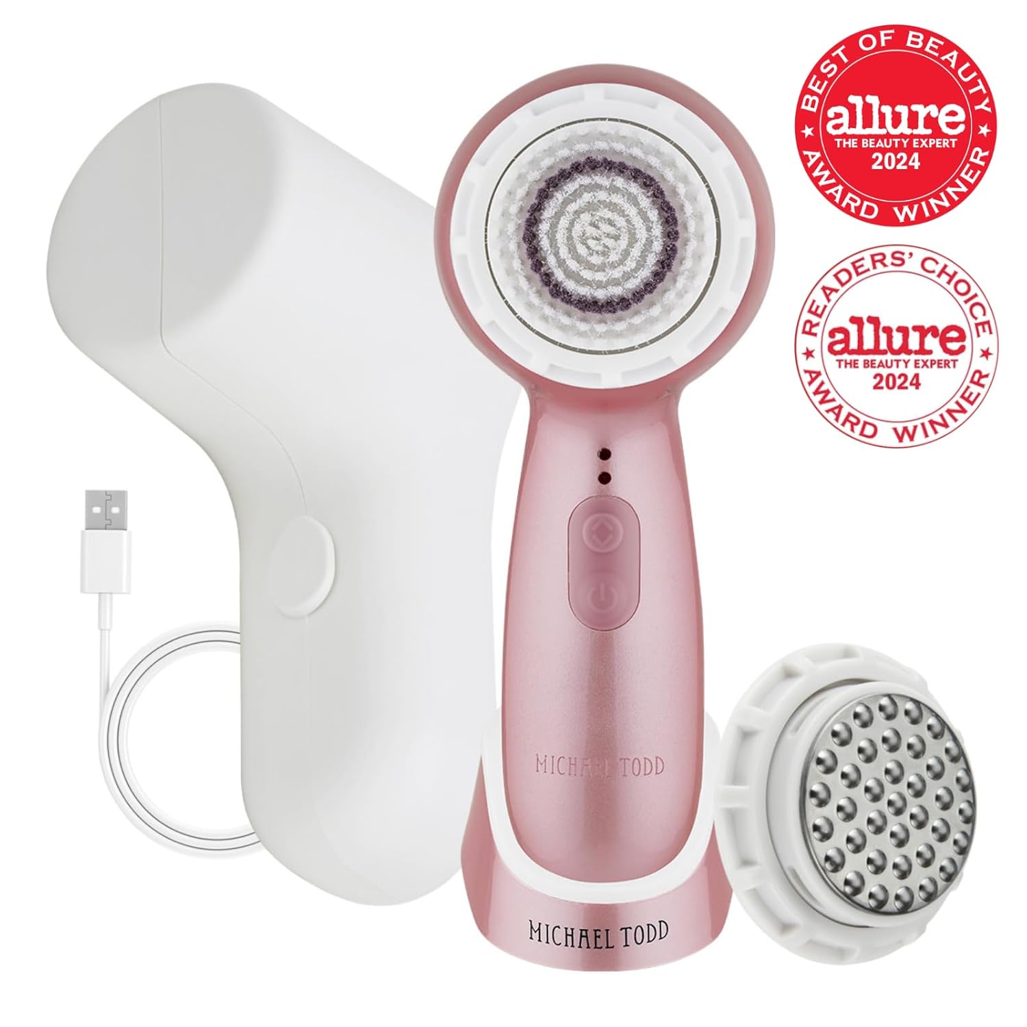 Michael Todd Beauty Soniclear Allure 2024 Best of Beauty Winner – Sistema de cepillo de limpieza facial + exfoliación con 3 velocidades, cabezal de