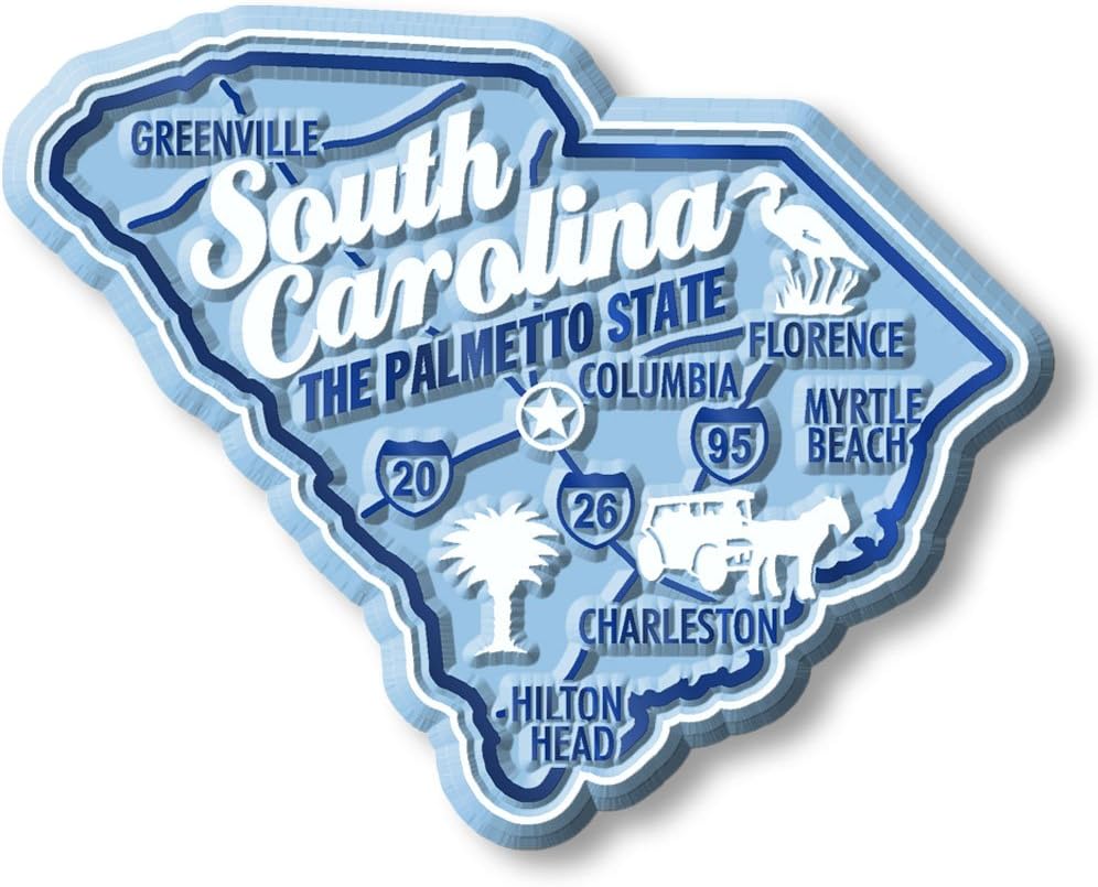 Classic Magnets – Imán estatal de Carolina del Sur de 2.9 x 2.3 pulgadas, recuerdos coleccionables fabricados en los Estados Unidos