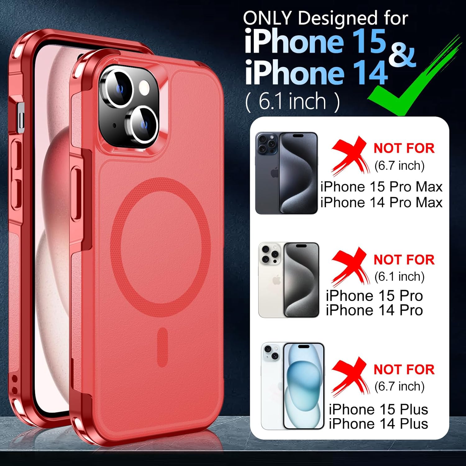 MOZOTER Funda diseñada para i 1 Pro con magnético, rojo
