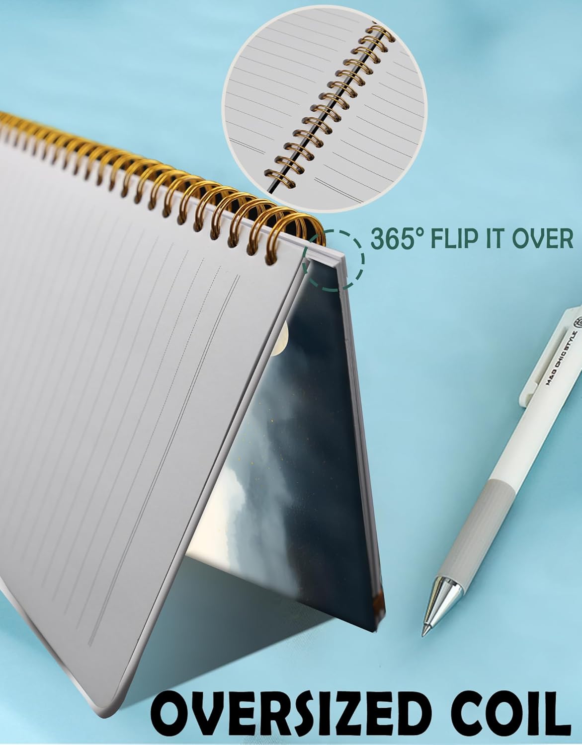 FVBAO Cuaderno de espiral para mujer, cuadernos universitarios A5 de 6 x 8.4 pulgadas, 120 páginas rayadas con papel grueso de alta calidad,