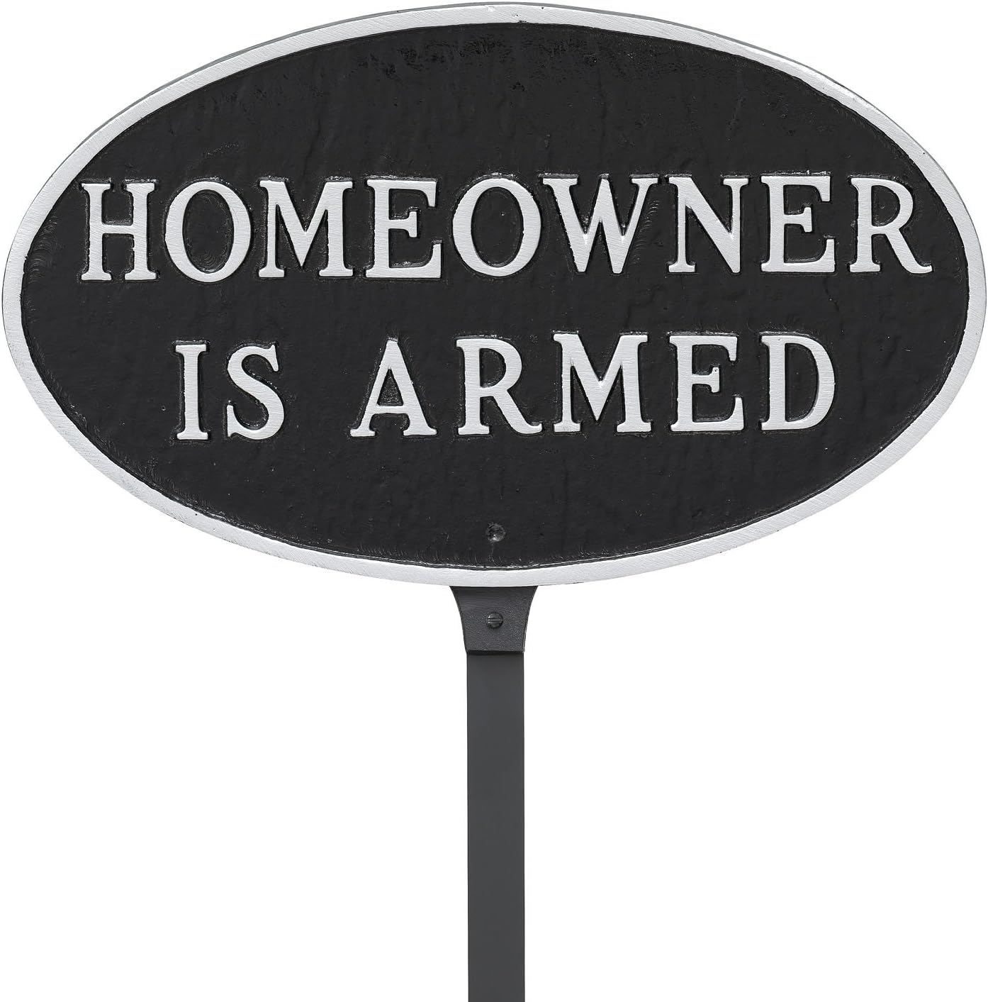 Montague Productos de Metal homeowner está armado Oval Césped Plaque, Estándar, NegroPlateado