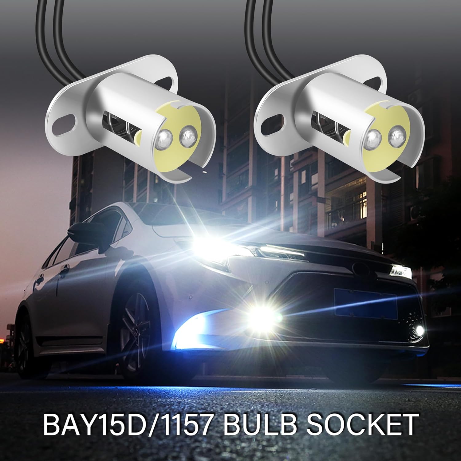 BAY15D – Adaptador de bombilla 1157 con 2 conectores de cable, enchufe de bombilla LED 1157 para intermitente, luz de freno, luces traseras de coche