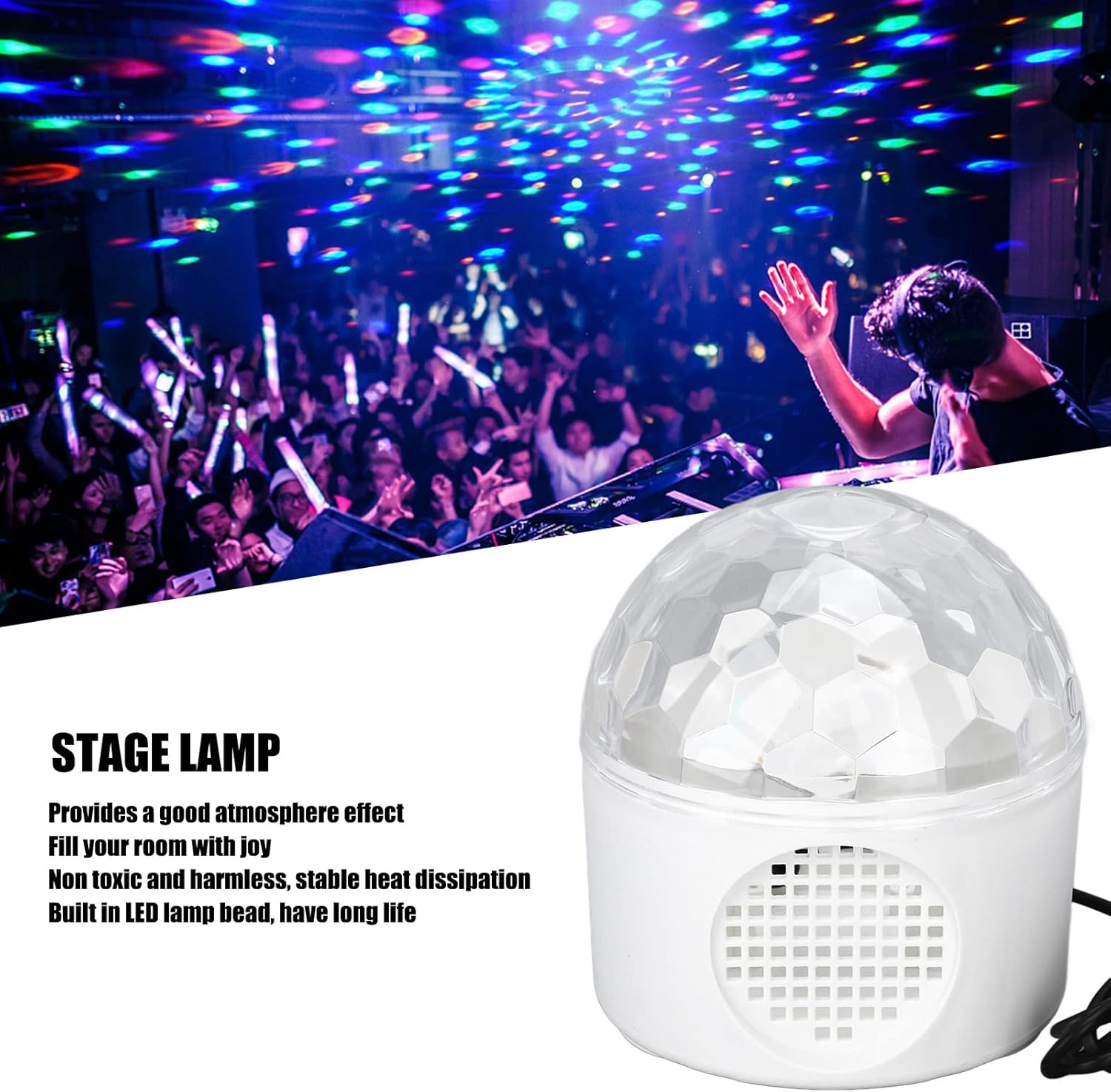 SYH&AQYE Bombilla estroboscópica LED de color cambiante, luz de escenario de cristal, bola de cristal, luz LED de iluminación ambiental, luz de bola
