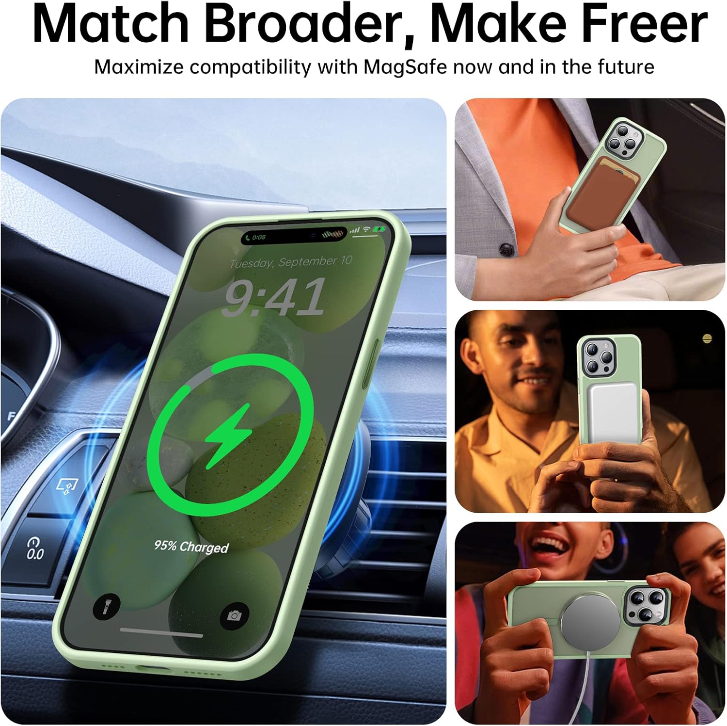 Funda magnética para iPhone 14 Pro compatible con MagSafe Fuerte magnético Protección de grado militar de 10 pies Funda translúcida mate delgada
