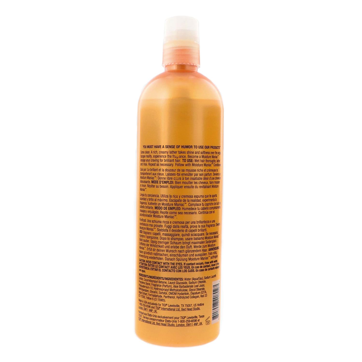 TIGI Bed Head Moisture Maniac Shampoo – Para una humedad ligera, replensa el brillo y la suavidad, hidrata el cabello, para todo tipo de cabello,