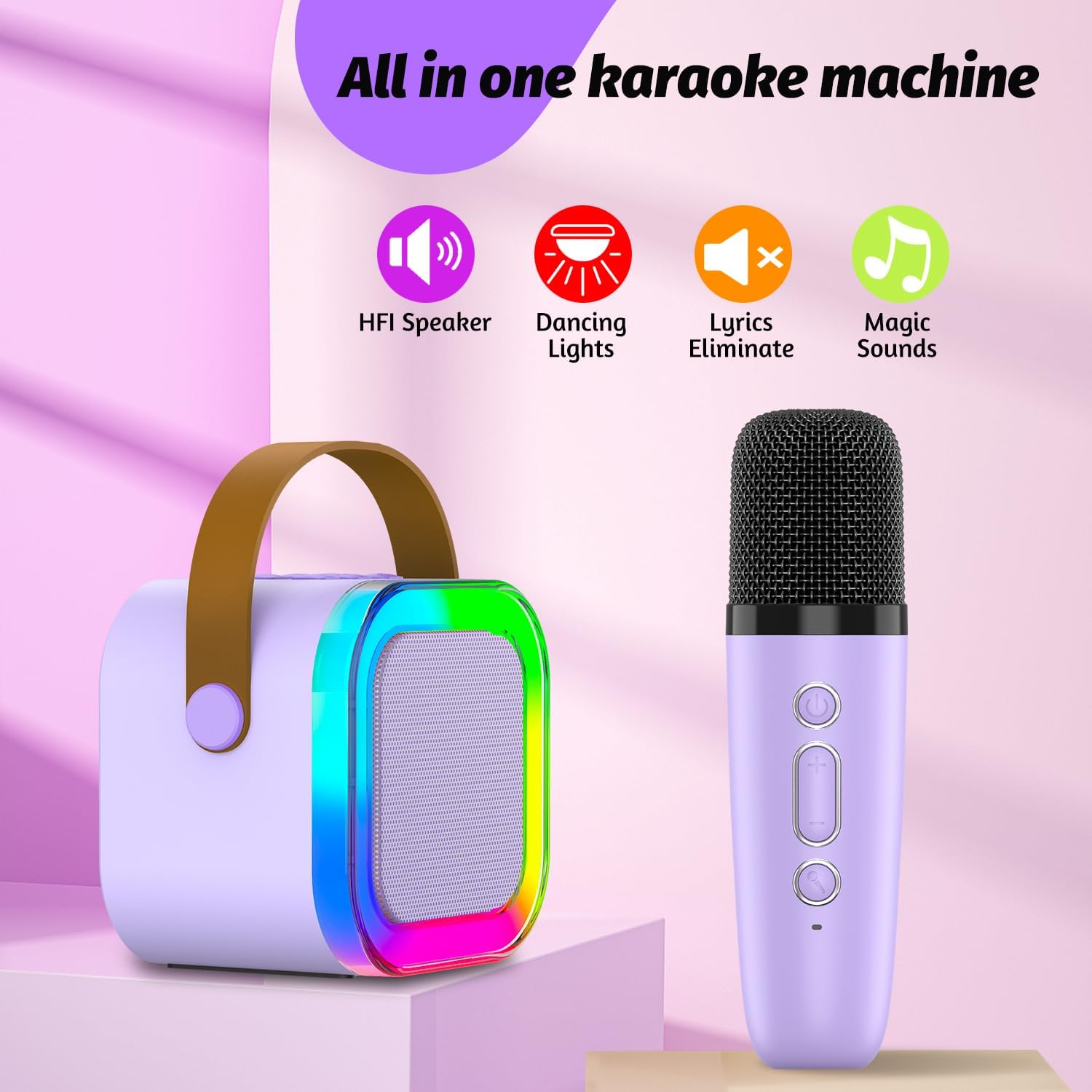 Juguete de máquina de micrófono de karaoke para niños, regalo de cumpleaños de Navidad para niñas de 4 a 12 años, juguetes de karaoke para niñas de