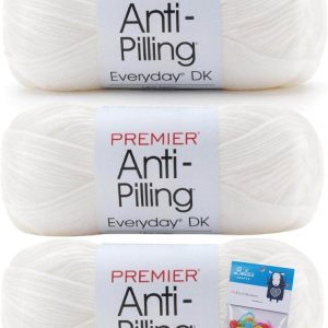 Premier Yarns Everyday DK – Hilo antibolitas, 3.5 onzas, peso ligero #3, paquete de 3 unidades con marcadores de puntada Bella’s Crafts (blanco) Premier Yarns Everyday DK – Hilo antibolitas, 3.5 onzas, peso ligero #3, paquete de 3 unidades con marcadores de puntada Bella’s Crafts (blanco)