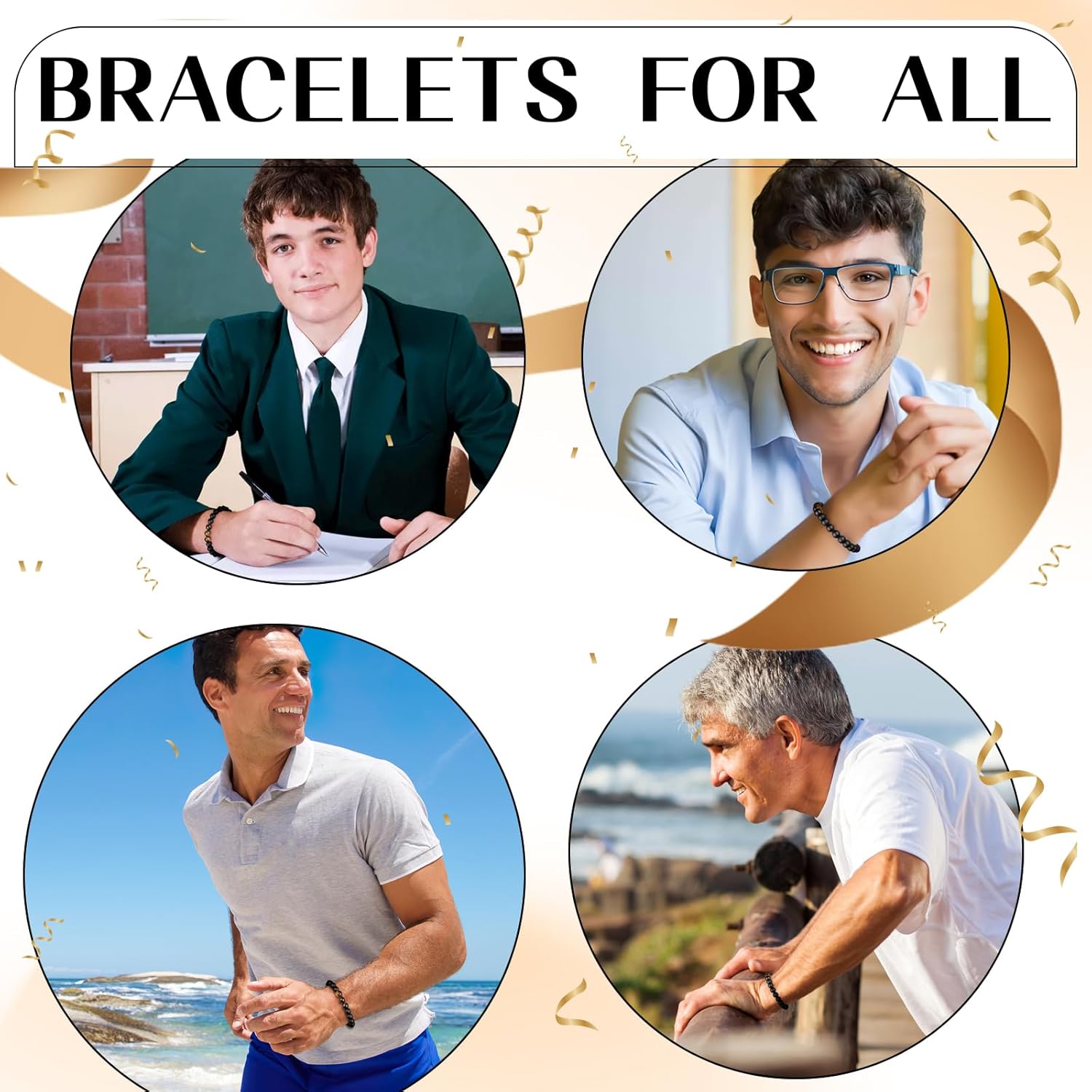 SUPHELPU Teen Boy Men Gifts for Christmas, New Year, Birthday, Valentine’s Day, Engagement, Anniversary, Graduation, Nature Stone Bangle Bracelets
