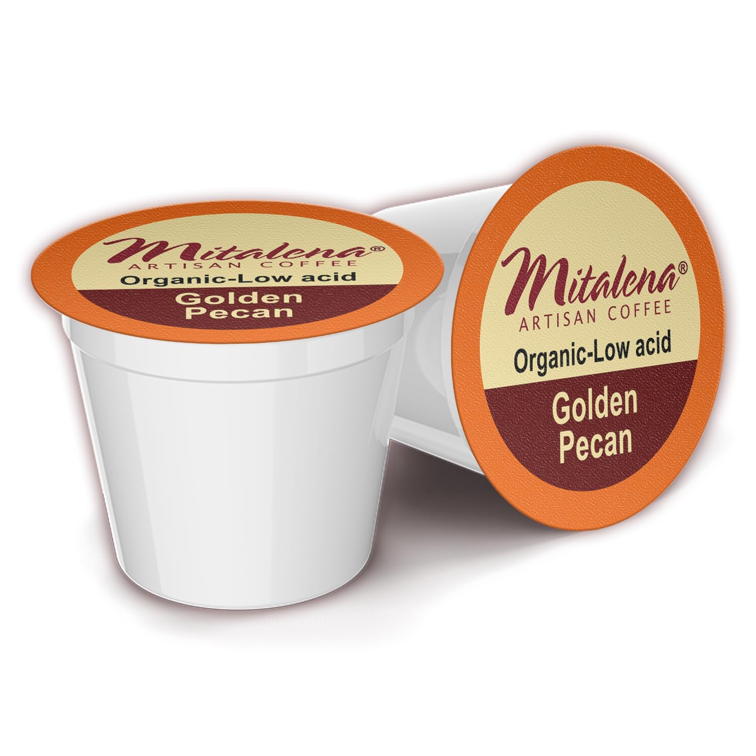 Mitalena Golden Pecan Cápsulas de café bajas en ácido, café con sabor a tostado medio para cafeteras Keurig K-Cup, fabricado con café orgánico de