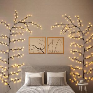 160 luces LED de vid de 9 pies para decoración de habitación con control remoto, 8 modos y temporizador, plantas de interior, flores, árbol de 160 luces LED de vid de 9 pies para decoración de habitación con control remoto, 8 modos y temporizador, plantas de interior, flores, árbol de