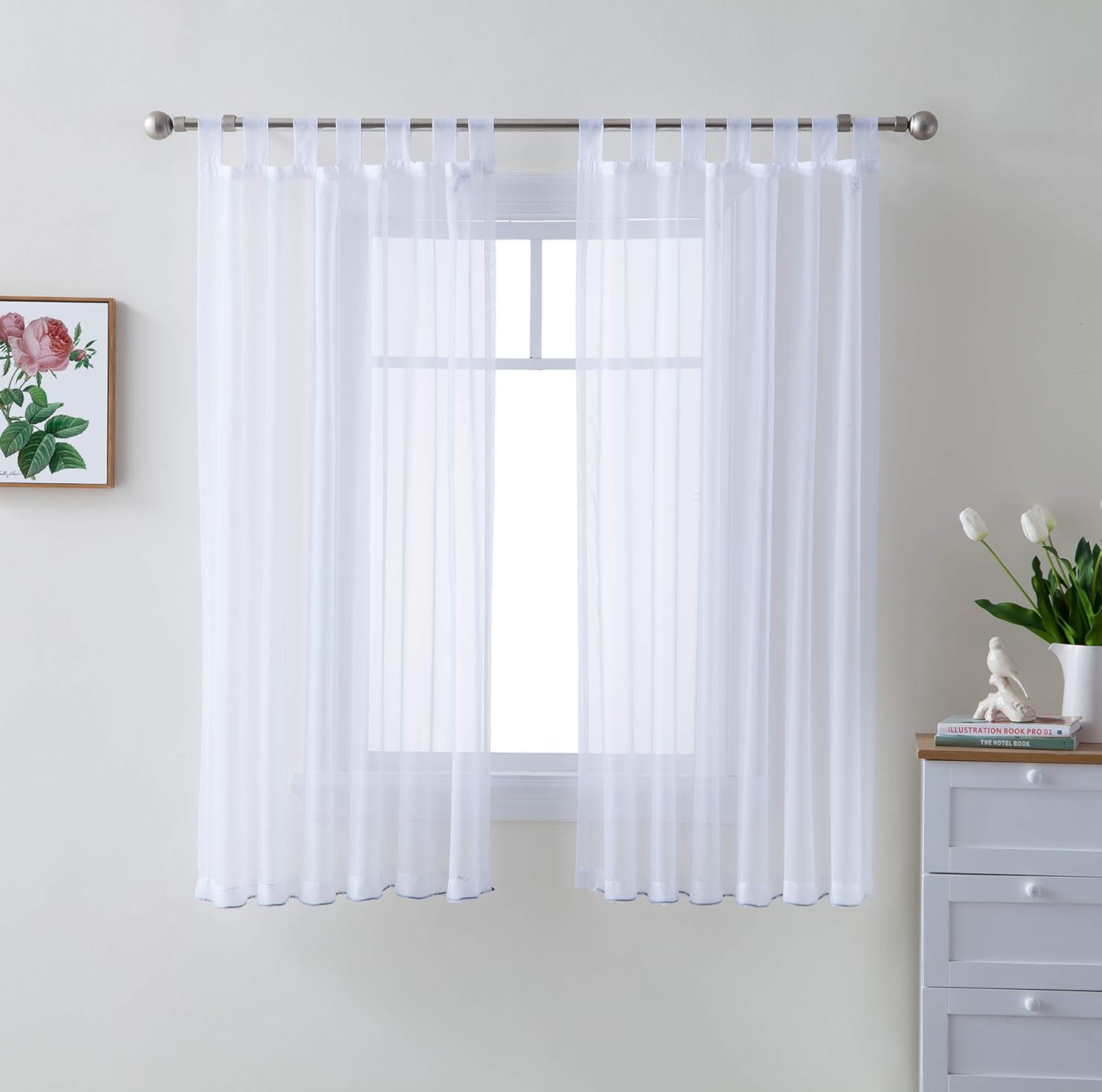 HLC.ME – juego de 2 paneles de cortinas de gasa transparente para sala de estar y dormitorio, 54 pulgadas x 63 pulgadas, 72 pulgadas, 84 pulgadas,