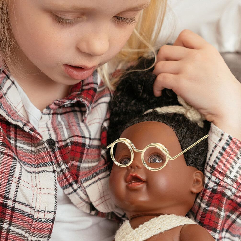 TOYANDONA Mini lentes de muñeca con borde de alambre de metal, sin marco, 10 lentes de sol en miniatura, lentes de vestir para muñecas, gnomos,